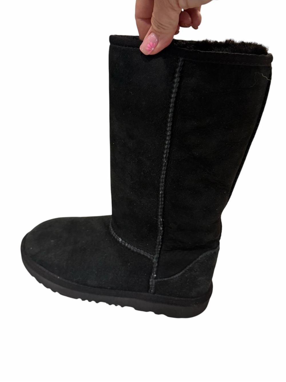 UGG Youth Girl’s Classic Tall Black Suede Boots Size 3 - Picture 3 of 6